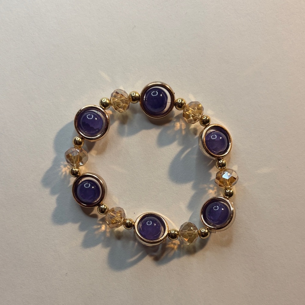 Elegant Purple and Gold Beaded Bracelet